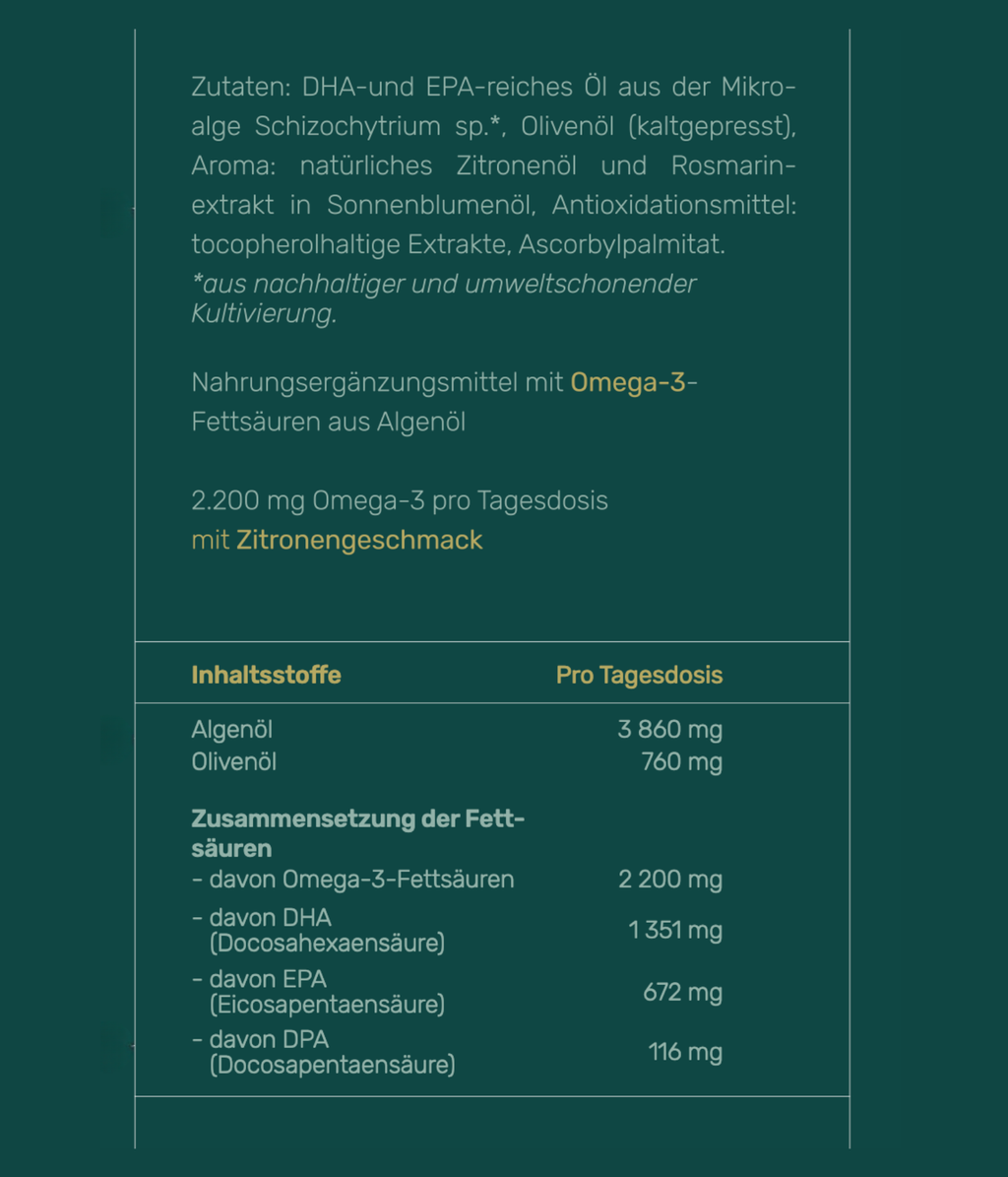 OM3 - Veganes Omega-3 Algenöl